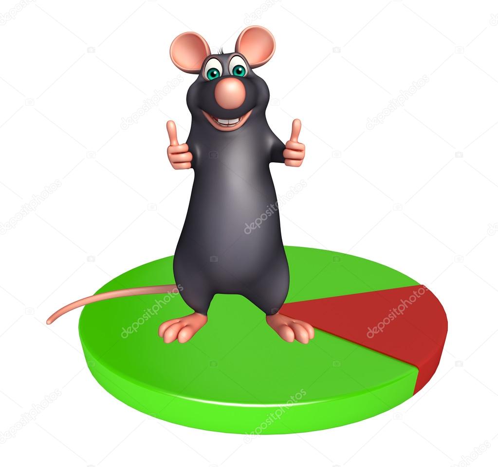 cute Rat cartoon character  with circle sign  