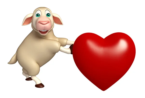 Πρόβατα κινούμενα σχέδια χαρακτήρα με την καρδιά — Φωτογραφία Αρχείου
