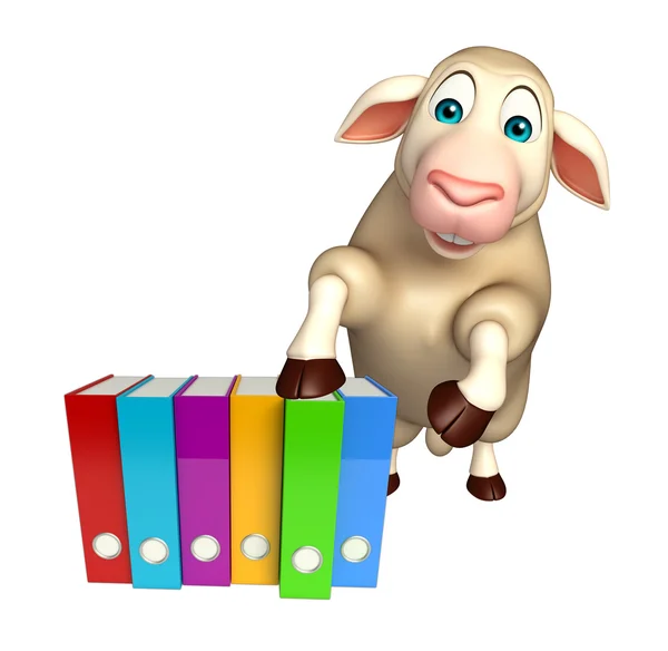 Spaß Schafe Cartoon-Figur mit Dateien — Stockfoto
