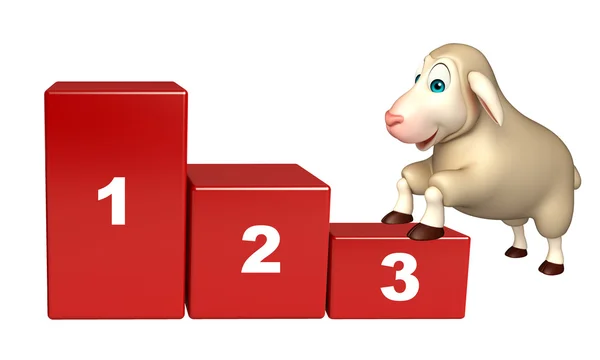 Sheep cartoon character with level — Stock Photo, Image