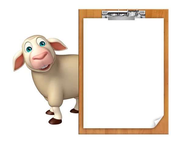 Διασκέδαση πρόβατα χαρακτήρα κινουμένων σχεδίων με εξετάσεις μαξιλάρι — Φωτογραφία Αρχείου