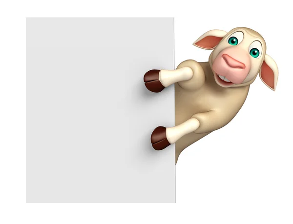Niedliche Schafe Cartoon-Figur mit Brett — Stockfoto