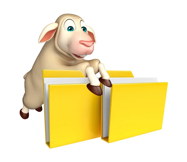Fun Sheep cartoon character with folder — Stock Photo, Image