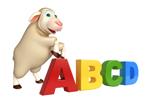 羊的卡通人物与 abcd 标志的乐趣 — 图库照片