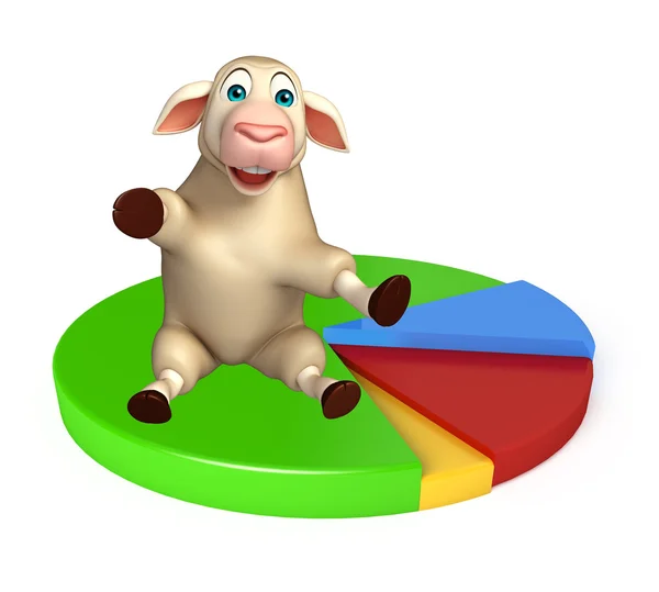 Персонаж овечьего мультфильма с знаком круга — стоковое фото