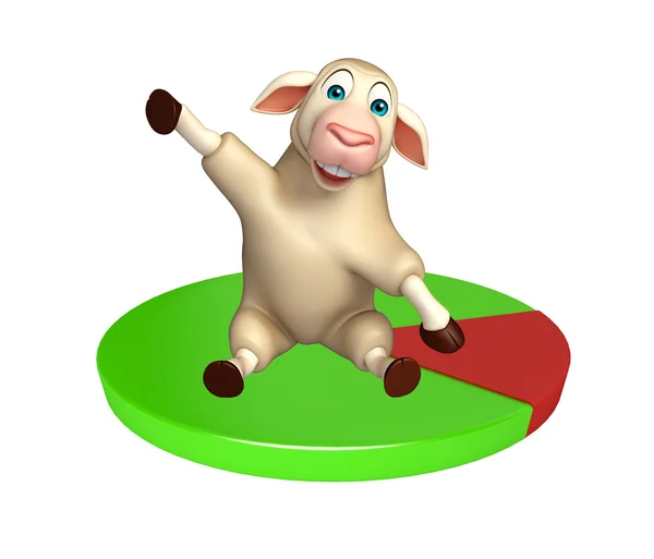 Sheep cartoon character with circle sign — Stock Photo, Image