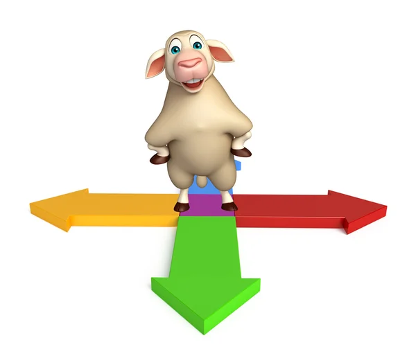 Забавный персонаж из мультфильма Овцы со стрелкой — стоковое фото