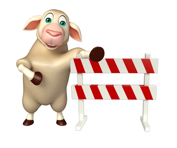 Niedliche Schafe Cartoon-Figur mit Barakade — Stockfoto