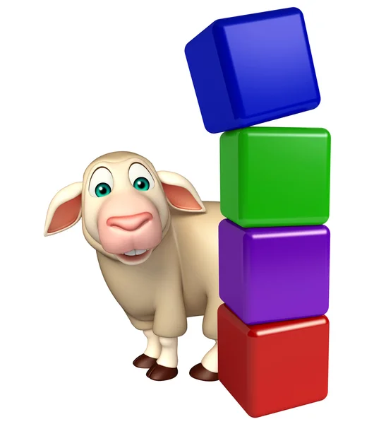 Sheep cartoon character with level — Stock Photo, Image