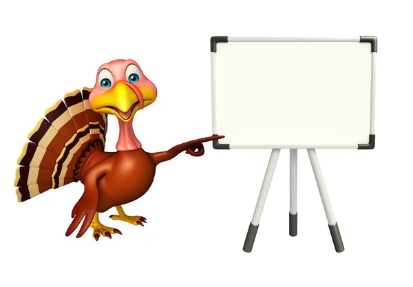 cute Turkey cartoon character with display board