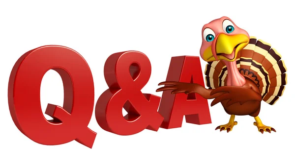 Turquía personaje de dibujos animados con Q% Un signo — Foto de Stock