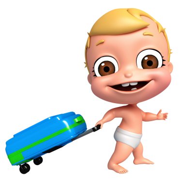 Bebek 3D render sepetiniz ile çanta