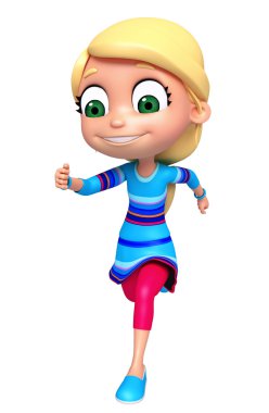 3D render, küçük poz çalışan kız