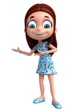 3D render, küçük kızla işaretleme poz