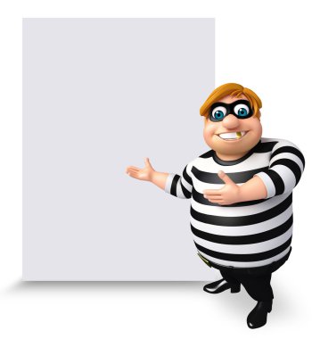 Illustration of Thief with white board clipart