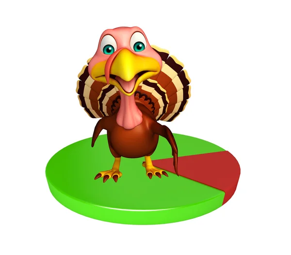 Fun Turkey cartoon character with circle sign — Stock Photo, Image