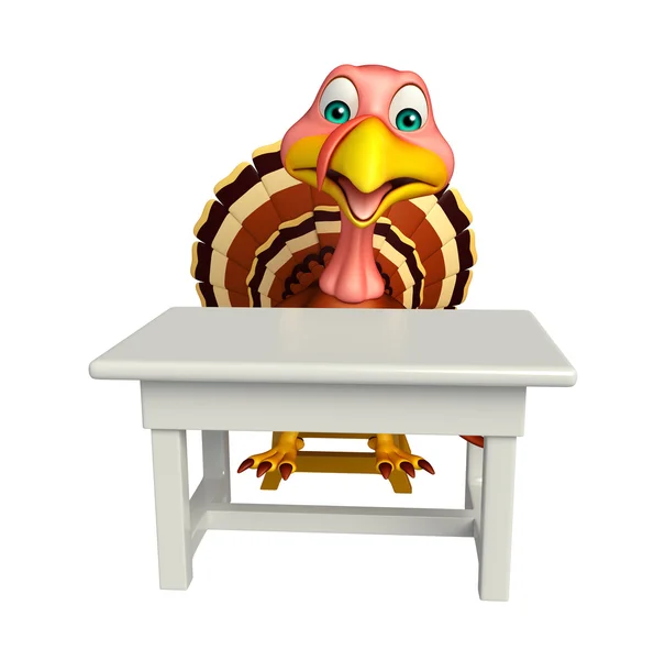 fun Turkey cartoon character with table and chair