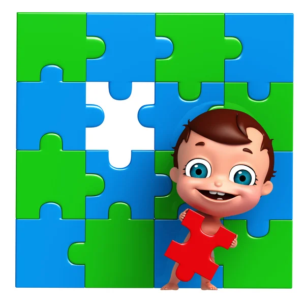 3D-Darstellung von Baby mit Puzzle — Stockfoto