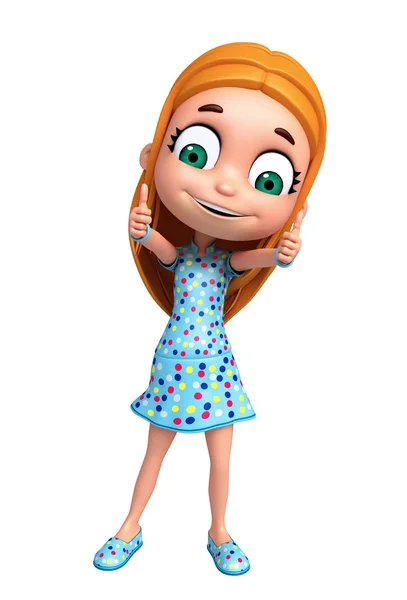 3D-Darstellung eines kleinen Mädchens mit aufgeblasener Pose — Stockfoto