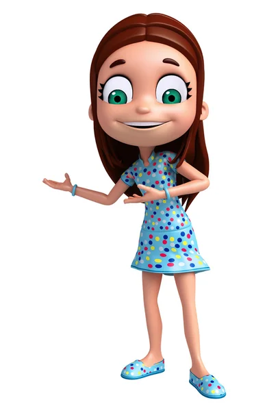 3D Render of Little Girl com pose apontando — Fotografia de Stock