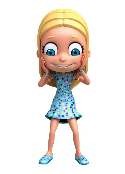 3D-Darstellung eines kleinen Mädchens in lustiger Pose — Stockfoto