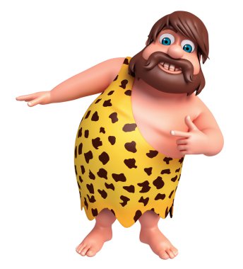 Komik karikatür mağara adamı ile poz