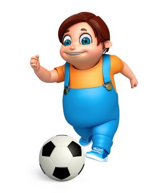 3D render, küçük futbol oynama ile çocuk