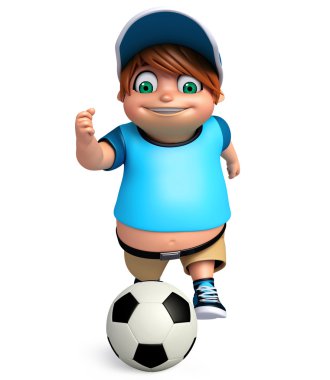 3D render, küçük futbol oynama ile çocuk