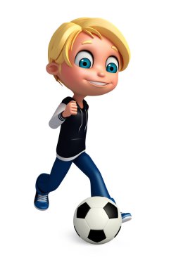 3D render, küçük futbol oynama ile çocuk