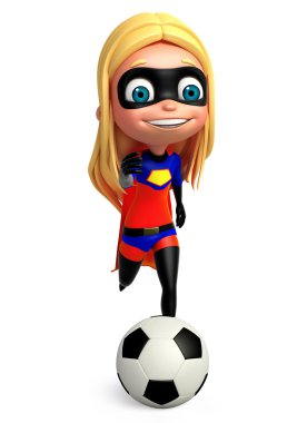 sevimli çocuk / kız futbol ile süper bir kız olarak