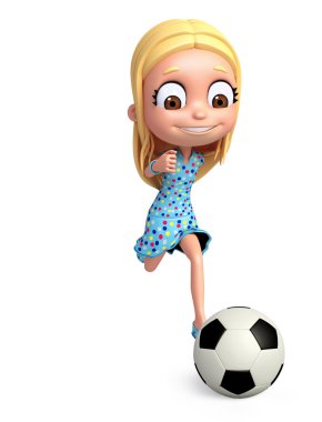 3D render, futbol oynama ile kız