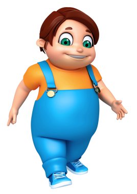 3D render, küçük poz yürüme ile çocuk