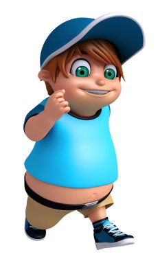 3D render, küçük poz çalışan çocuk