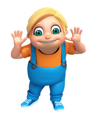 3D render, küçük çocuk komik poza sahip