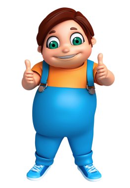 3D render, küçük çocukla thums poz kadar