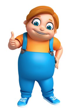 3D render, küçük çocukla thums poz kadar