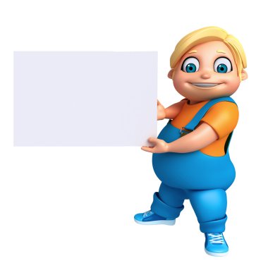 3D render, küçük çocukla beyaz tahta