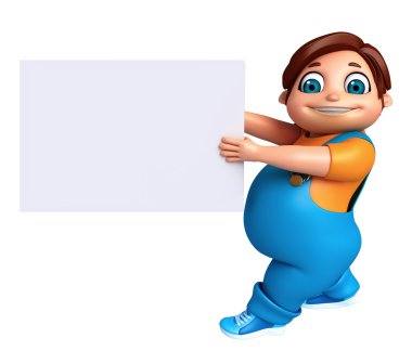 3D render, küçük çocukla beyaz tahta