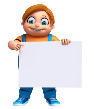 3D render, küçük çocukla beyaz tahta