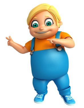 3D render, küçük çocukla işaretleme poz