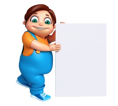 3D render, küçük çocukla beyaz tahta