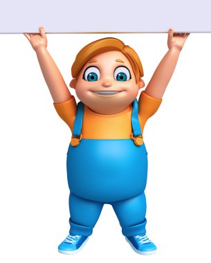 3D render, küçük çocukla beyaz tahta