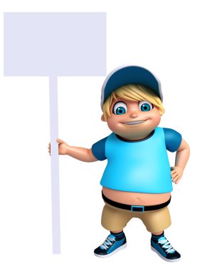 3D render, küçük çocukla beyaz tahta