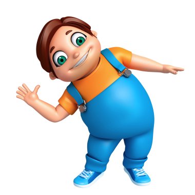 3D render, küçük çocuk komik poz