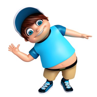 3D render, küçük çocuk komik poz