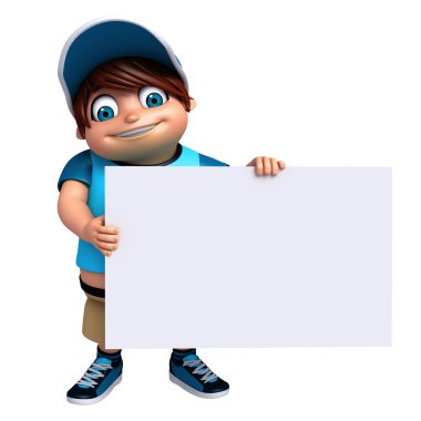 3D render, küçük çocukla beyaz tahta