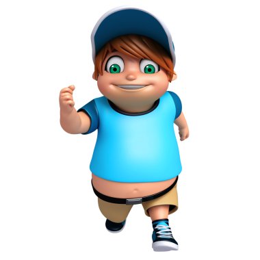 poz çalışan 3d render, küçük çocuk