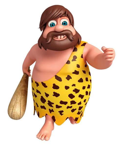 Çizgi film mağara adamı ile poz koşma