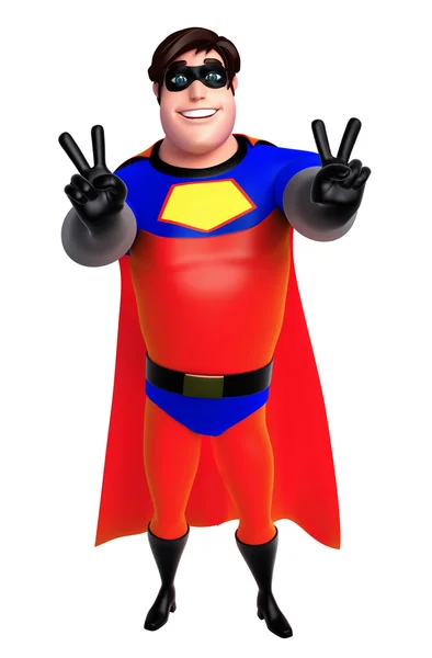 Ilustración 3D del superhéroe con pose Victory — Foto de Stock