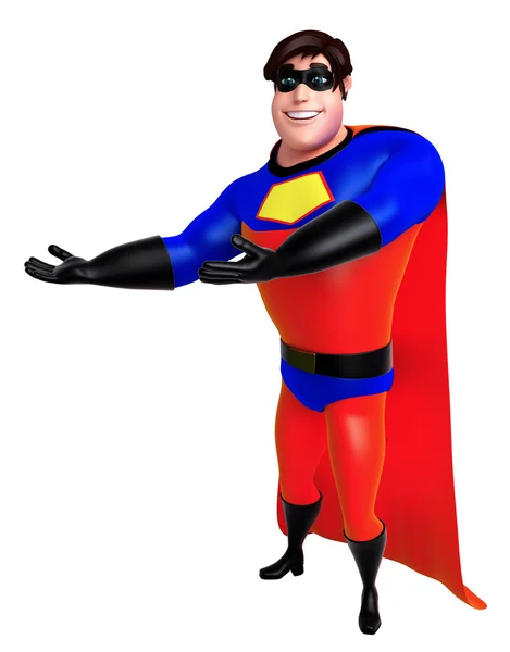 3D Ilustración representada de superhéroe con pose apuntando —  Fotos de Stock